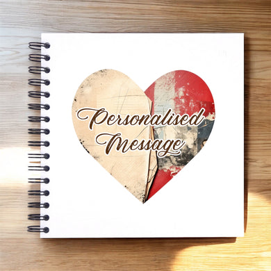 Personalised Distressed Vintage Heart A5/A4/A3/Square Scrapbook, Photo Album, Guest Book, Memory Book