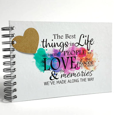 A5 Life Love Memories, Scrapbook, Card Pages, Dry Mount Photo Album, Keepsake, Landscape, White 200GSM Card Pages, Hardcover
