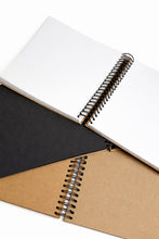 BIG Book 100 sheets, A3 Square Scrapbook Photo Album, Personalised Front Cover, Black Kraft Brown White Card Sheets