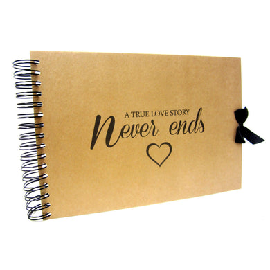 A5 A4, A True Love Story Never Ends Scrapbook, Landscape, Card Pages, Photo Album, Keepsake