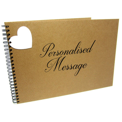 Personalised Italic A3/A4/A5/Square Kraft Board Scrapbook, Photo Album, Guest Book with Heart Gift Tag