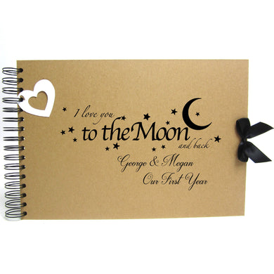 Personalised Kraft Scrapbook A5 A4 Moon and Back, Photo Album, Keepsake