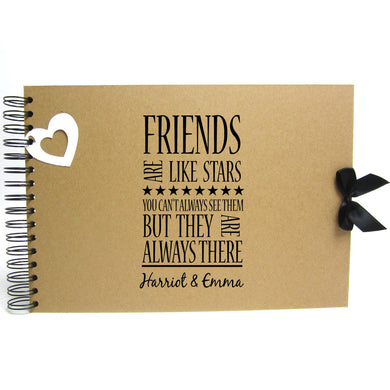 Personalised Kraft Scrapbook A5 A4 Friends are Stars, Photo Album, Keepsake