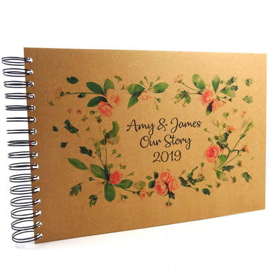Personalised Kraft Rose Leaf A3/A4/A5 Scrapbook, Photo Album, Guest Book, Gift