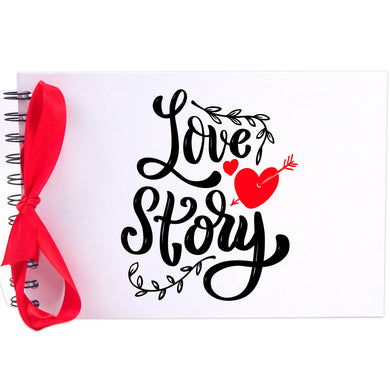 Ribbon, Swirl Love Story, Photo Album, Scrapbook, Blank White Pages, A5 Boyfriend Girlfriend Anniversary Gift