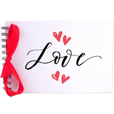 Ribbon, Love Hearts, Photo Album, Scrapbook, Blank White Pages, A5