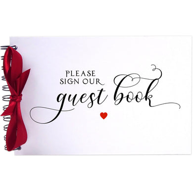 Ribbon, Sign Our Guestbook, Photo Album, Scrapbook, Blank White Pages, A5