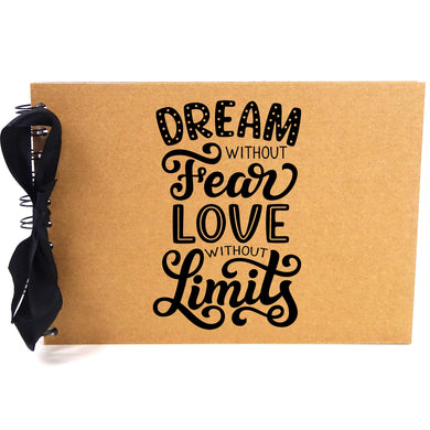 Ribbon, Dream Fear Love, Photo Album, Scrapbook, Blank White Pages, A5