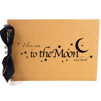 Ribbon, Love You to Moon and Back, Photo Album, Scrapbook, Blank White Pages, A5