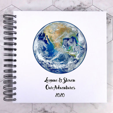 Earth Globe Personalised A5/A4/A3/Square Scrapbook, Photo Album, Travel Journal, Memory Book