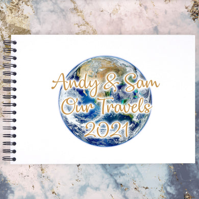 Personalised Earth World Globe A3/A4/A5 Scrapbook, Photo Album, Guest Book, Travel Memory Book