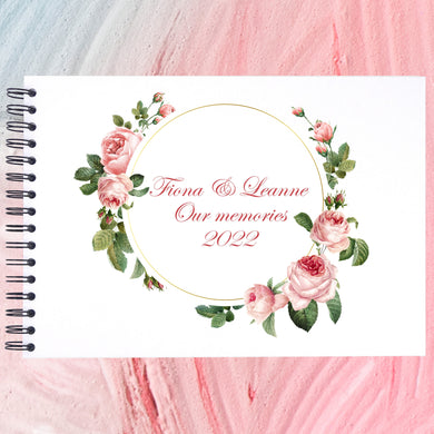 Red Pink Rose Flowers Personalised A3/A4/A5  Scrapbook, Photo Album, Guest Book, Memory Book