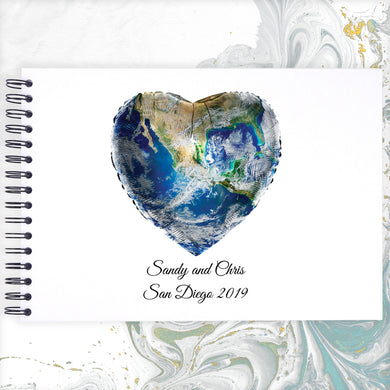 Personalised World Heart A3/A4/A5 Scrapbook, Photo Album, Guest Book, Memory Book, Travel Gift