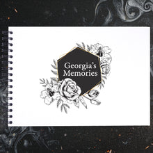 Personalised Black Flowers A3/A4/A5 Scrapbook, Photo Album, Guest Book, Memory Book, Event Gift