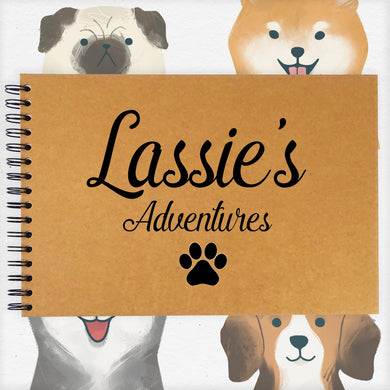 Personalised Dog Puppy Paw Scrapbook, Photo Album, Holiday, Travelling, Gift, Pet, Memory A3/A4/A5