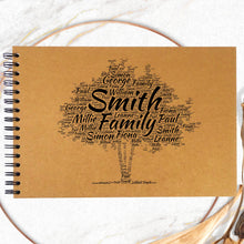 Personalised A3/A4/A5/Square Family Tree Word Scrapbook, Photo Album, Typography, Wedding, Roots, History