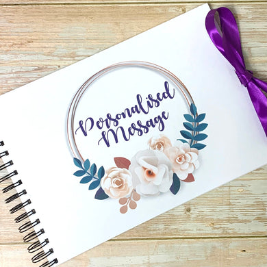 Personalised Purple Flowers A3 A4 A5 Scrapbook, Photo Album, Guest Book, Memory Book, Special Gift