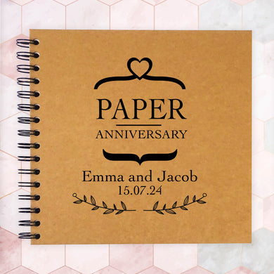 Personalised A3/A4/A5 First Paper Anniversary, Scrapbook, Photo Album, Diary, For Her Him, Gift