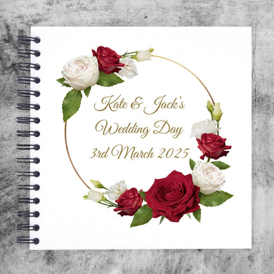 Personalised Red White Roses Flower, Hen Do, Wedding, Birthday, A3/A4/A5/Square Scrapbook, Memory, Photo Album