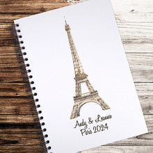 A4 Portrait Personalised Eiffel Tower Paris Scrapbook Photo Album, Memories Keepsake, White/Kraft/Black Card Pages,Wire Binding