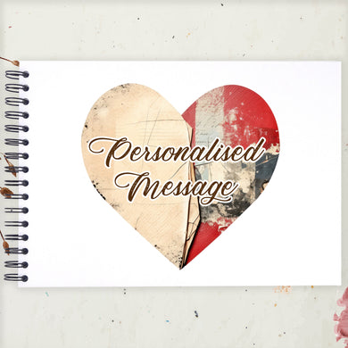 Personalised Distressed Vintage Heart A5/A4/A3/Square Scrapbook, Photo Album, Guest Book, Memory Book