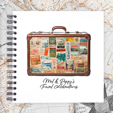 Personalised Luggage Vintage Suitcase Travel A5/A4/A3/Square Scrapbook, Photo Album, Guest Book, Memory Book