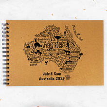 Personalised A5/A4/A3 WORD ART Australia Map Scrapbook Travel Journal, Photo Album, Gift