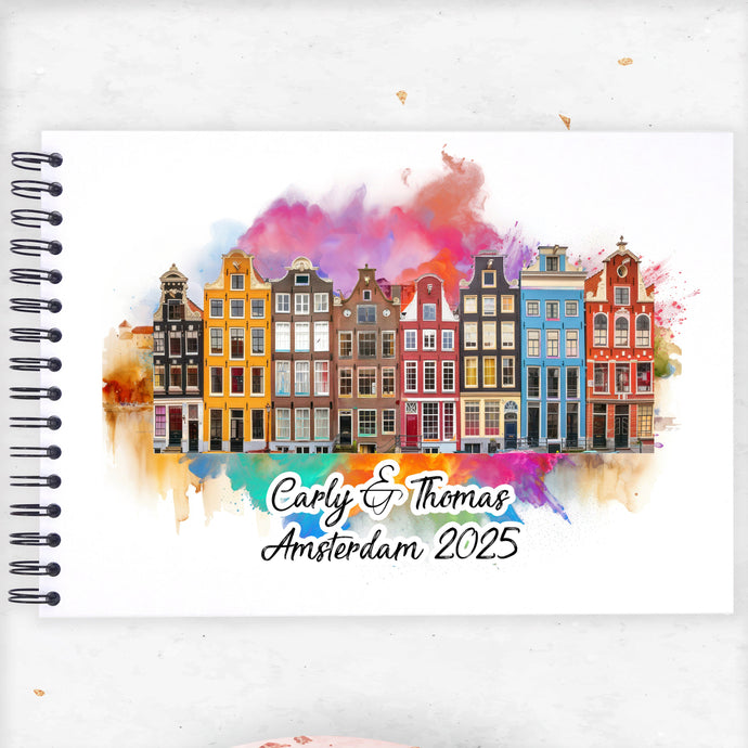 Personalised Amsterdam Paint A3/A4/A5/Square Travel Holiday Scrapbook, Memory, Photo Album, Netherlands, Europe