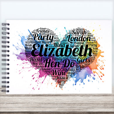Splash Personalised A3/A4/A5/Square Heart Word Art, Scrapbook, Photo Album, Typography Cloud, Guestbook, Bold font