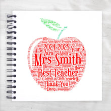 Personalised A3/A4/A5/Square Apple Teacher Gift Word Art, Scrapbook, Photo Album, Typography Cloud, Guestbook