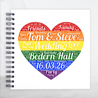 Rainbow Heart Word Art Personalised A3/A4/A5/Square Scrapbook, Photo Album, Typography Cloud, Guestbook, LGBTQ