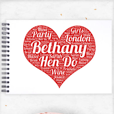 Personalised Red Love Heart A3/A4/A5/Square Scrapbook, Photo Album, Typography Cloud, Guestbook, Wedding, Hen Do, Valentine