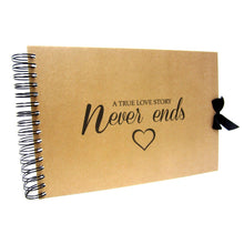 A5 or A4, A True Love Story Never Ends (with heart graphic), Quote Scrapbook Album
