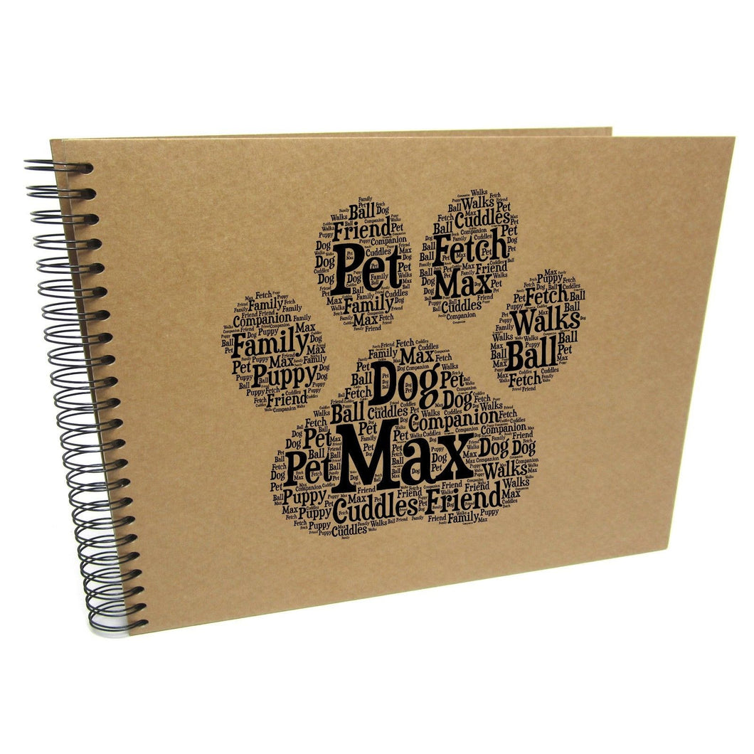 Personalised Paw Pet Typography Design, Scrapbook Album