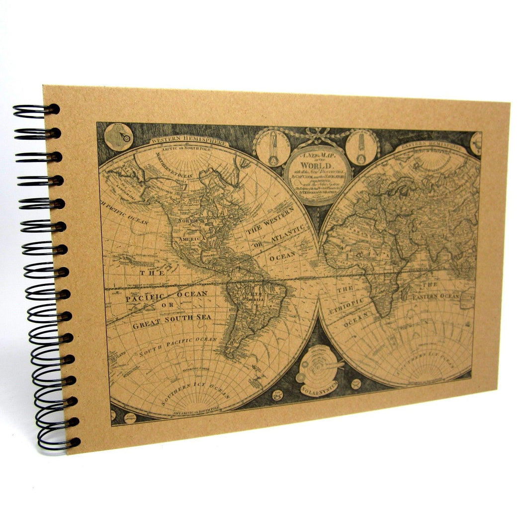 Scrapbook A5 A4 Vintage Old Map, Travel Journal, Card Pages, Photo Album, Gift